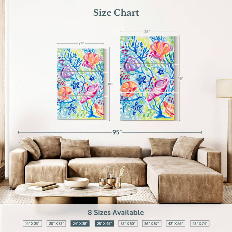 Brampt Seashells In The Coral, 38" H x 24" W