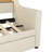 Twin Size Daybed With Trundle, Upholstery Daybed With Led Light ＆ Charging Station, Pu Leather Day Bed With Wood And Metal Frame, Twin Daybed Frame With Storage Shelf, Beige-935466303