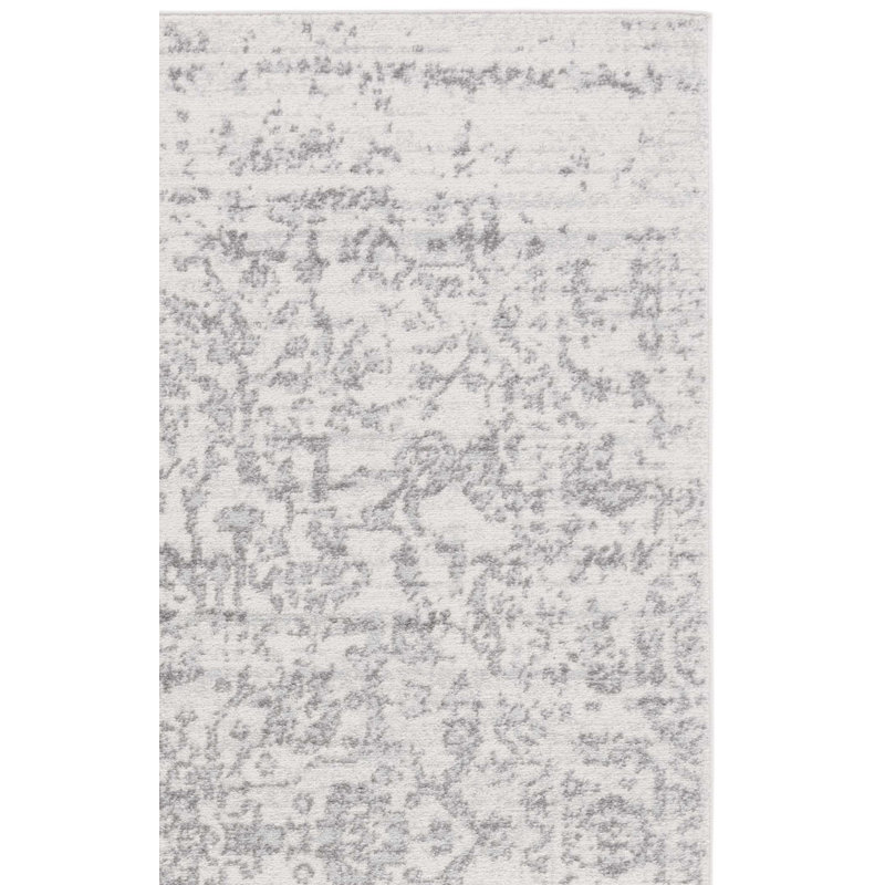 Tapis oriental argent et ivoire Christa, Carré 12 pi