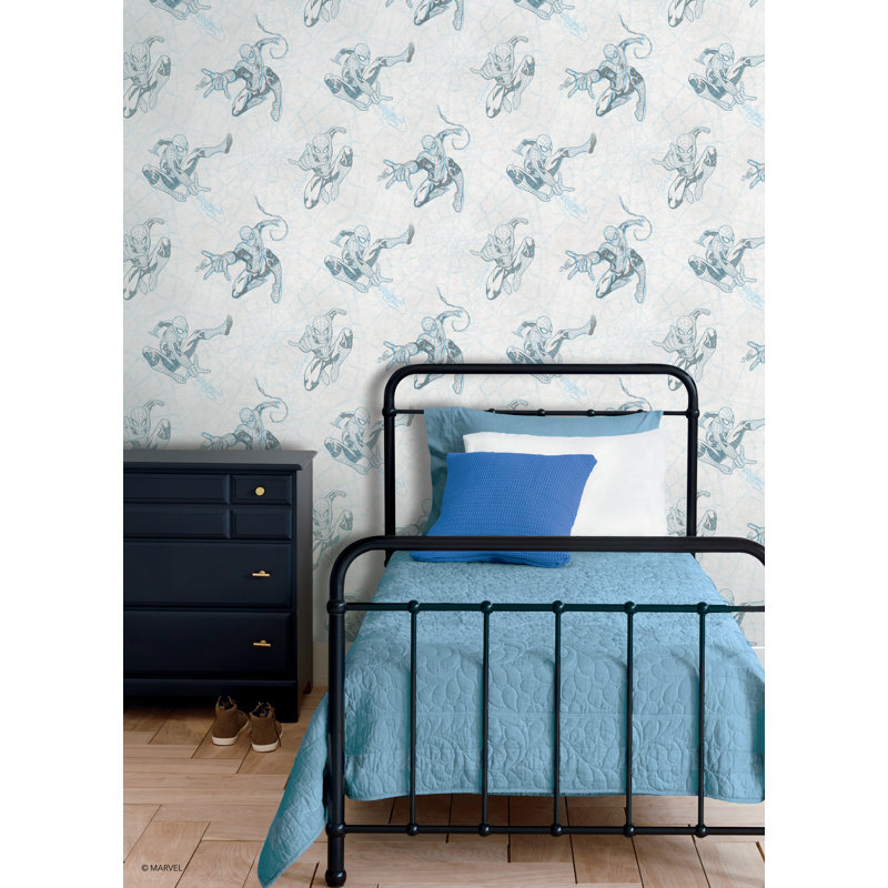 Papier peint adhésif Spider-man Webs, Blue