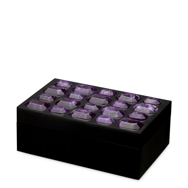 Faux Amethyst Stone Decorative Box, 3.35" H x 5.2" W x 8.27" D