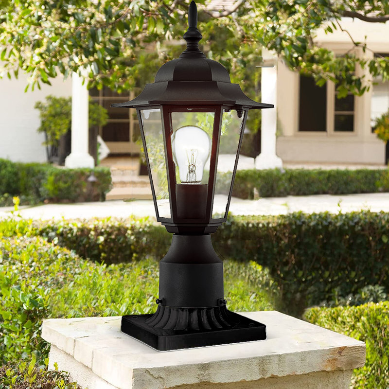 Tête de lanterne câblée à 1 lumière H 15 po noir mat