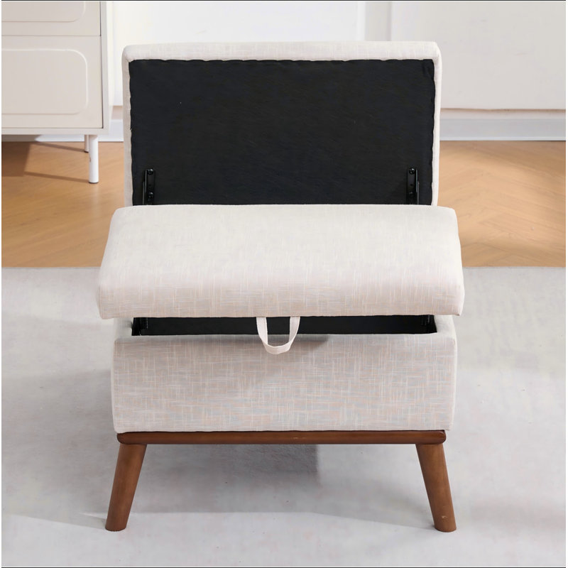 Grand repose-pieds avec rangement, table basse rectangulaire moderne Mid-Century de 31 po avec fonction de levage du couvercle, hauts pieds en bois, repose-pieds surdimensionnés pour le salon, le bureau, beige