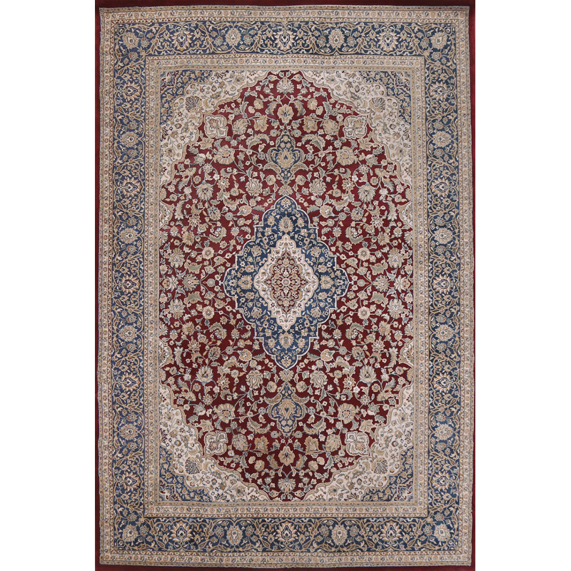 Tapis turc rouge à motif floral Tabriz 8 x 11
