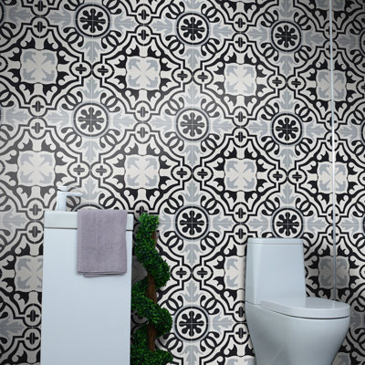 Baha 8" X 8" Cement Patterned Wall & Floor Tile