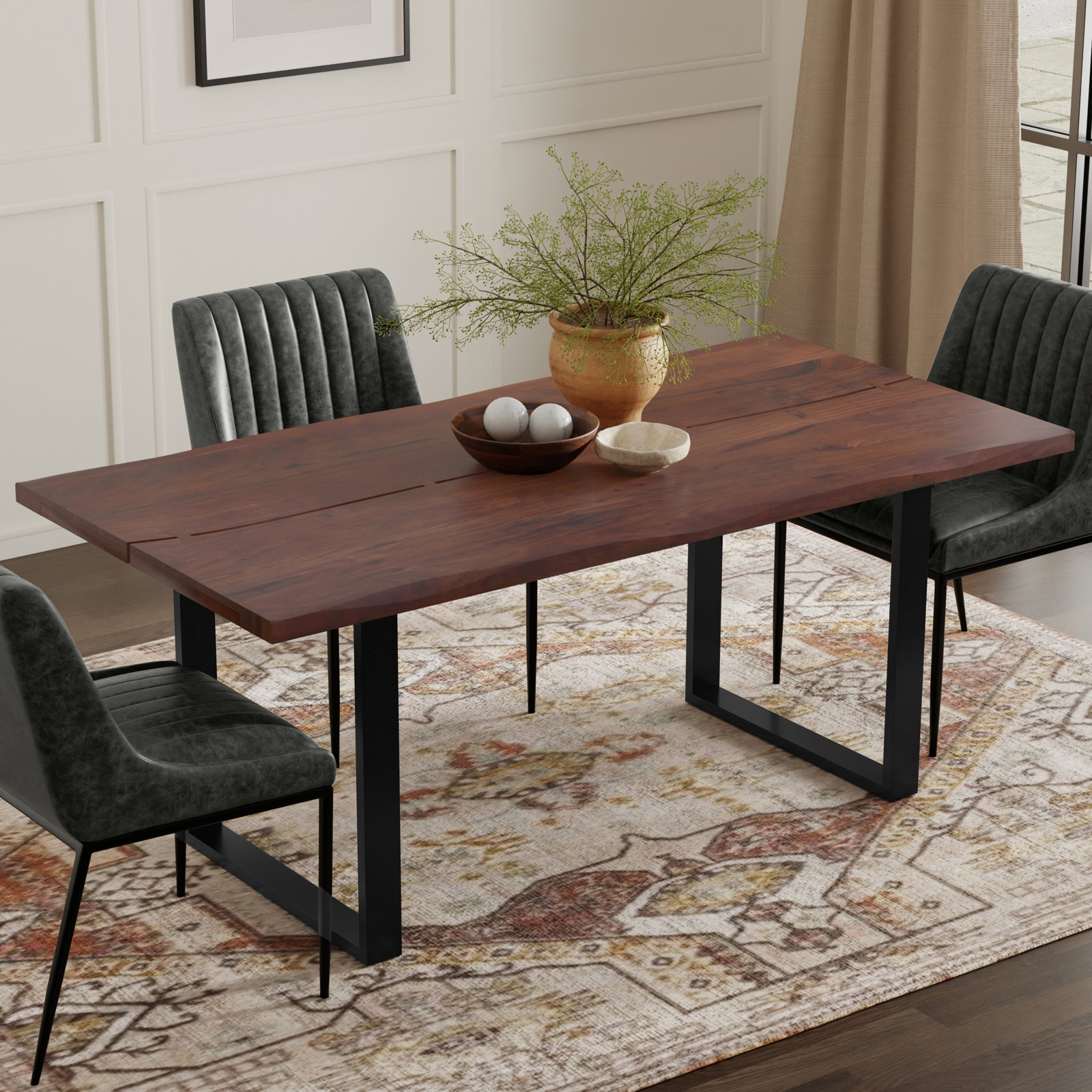 Hemma 72" Acacia Dining Table, Dark Walnut