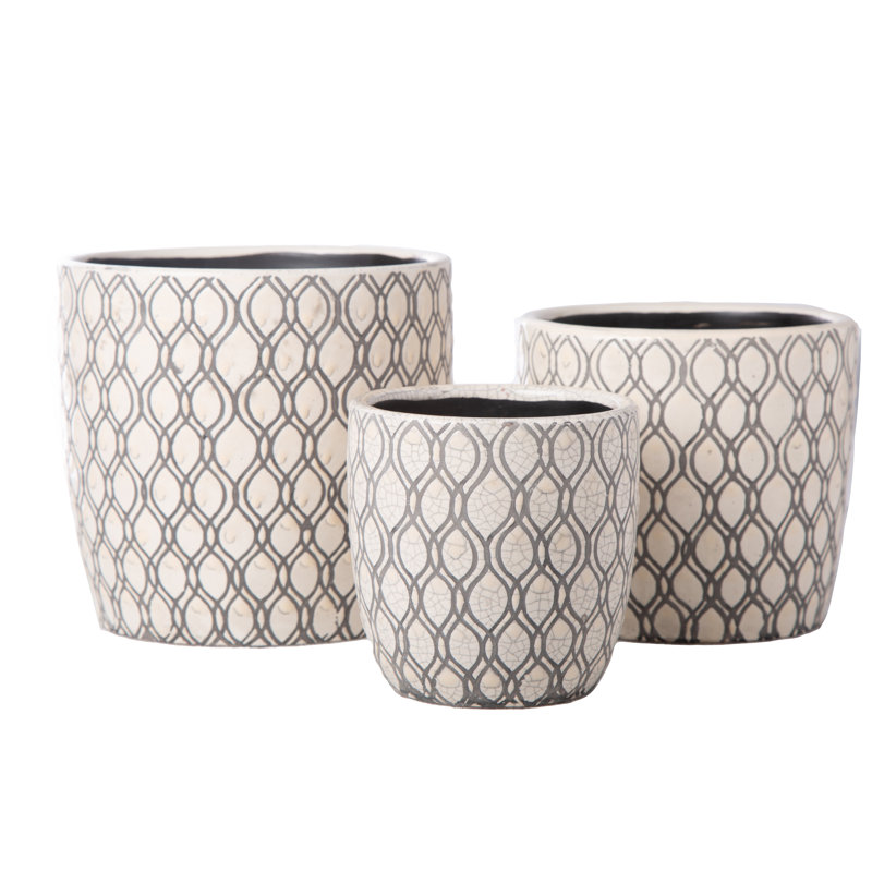Ensemble de pots à fleurs en céramique 3 pièces, Blanc
