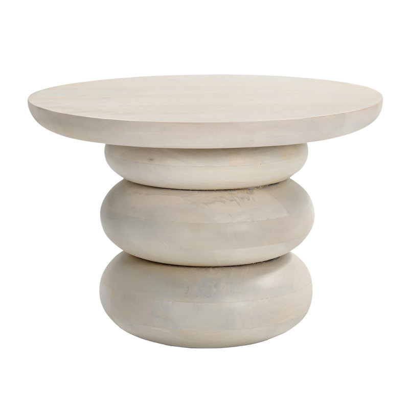 Jeneanne Modern Mango Wood Accent Table with Sculptural Round Base - Handmade Contemporary End Table with Solid Wood Construction for Stylish Home Decor
