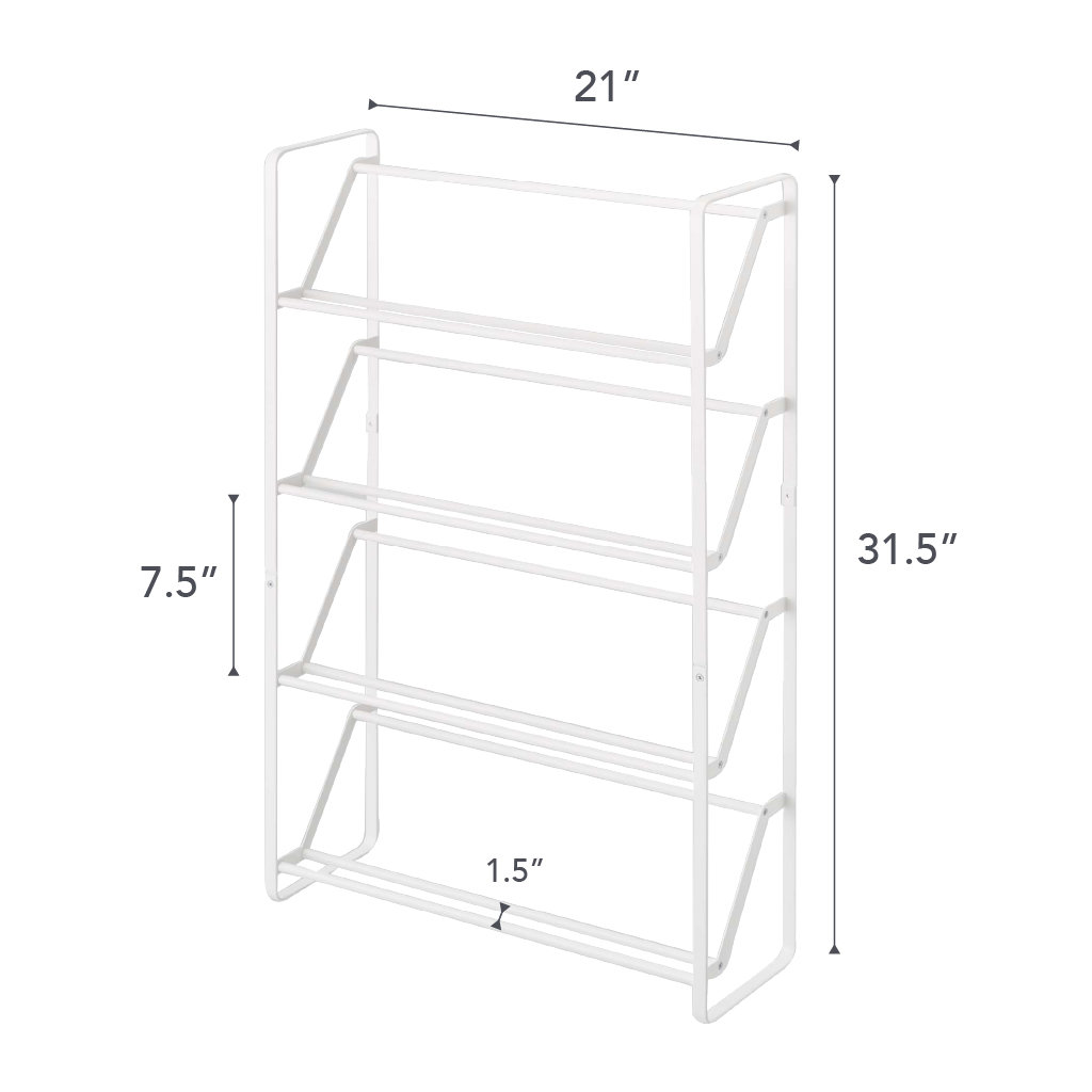 Yamazaki Home Slim Shoe Rack, Steel, Holds 8 to 12 shoes, White