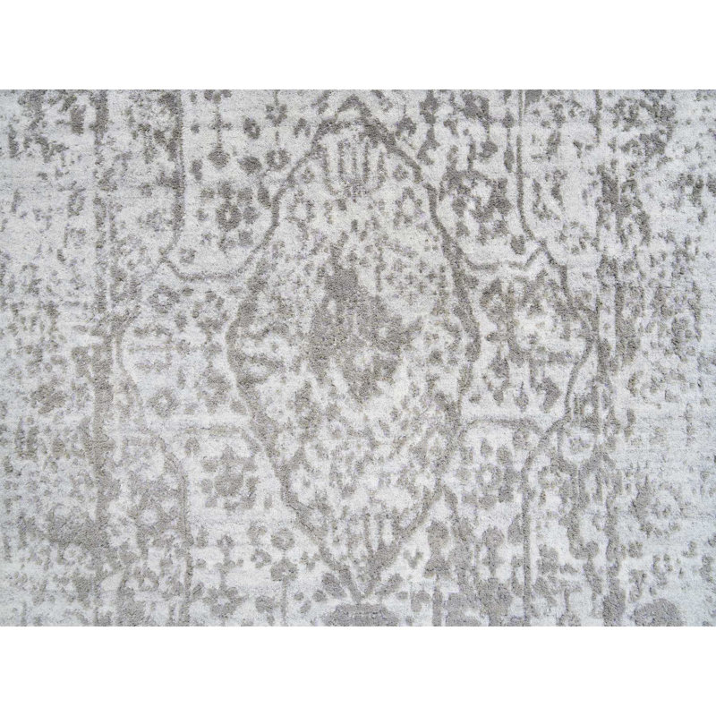 Tapis gris en laine / soie noué à la main 2 pi 6 po 6C59B034E55447D78C7E9E0E463FF697, Rectangle 2 pi 6 po x 7 pi 10 po
