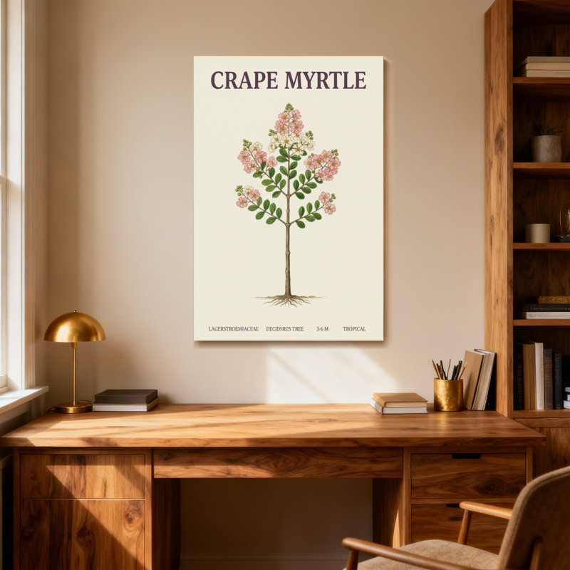 «Plants & Flowers Crape Myrtle Plant», reproduction d'art botanique, H 12 po x l 18 po