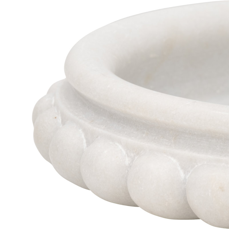 Sagebrook's Julienne Elegant 18" Windsor Carved Marble Tray, White Timeless Centerpiece for Any Setting