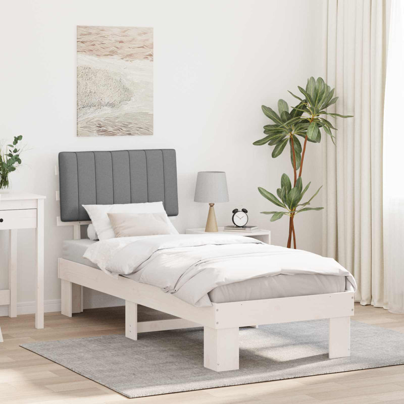 Steel Bed Frame, Small Single (2'6), Light Grey/White