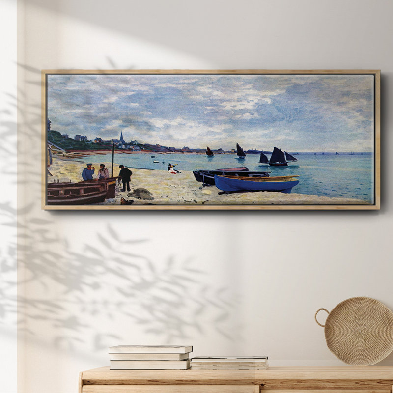 «The Beach at Sainte Adresse # 2» par Monet - Toile encadrée, H 8 po x l 20 po