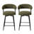 Modern Upholstered Hunter Green Fabric Swivel Counter Stool with Tapered Black Metal Legs-780107302-776690805