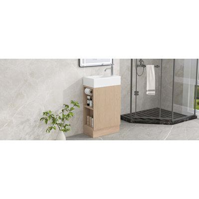 18.6" Bathroom Vanity With Sink,Bathroom Vanity Cabinet With Two-Tier Shelf,Left Or Right Orientation