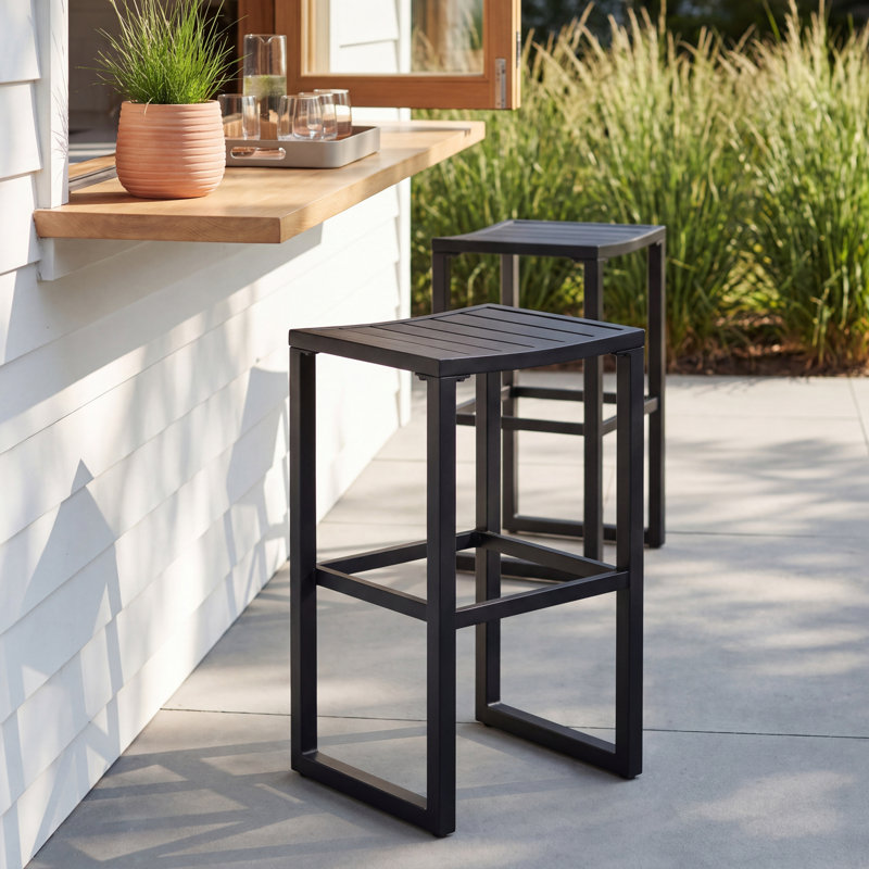 Armando 30" Aluminum Patio Bar Stool, Black