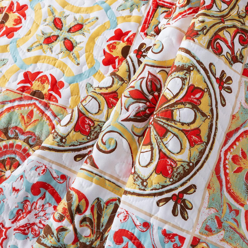 Ensemble de couvre-lit matelassé 3 pièces Floral, 90 * 98 pouces, Style 2