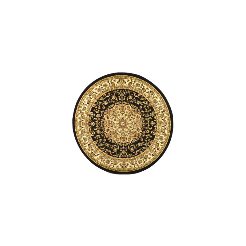 Malayah Klose Oriental Black/Ivory Area Rug, Round 5'3"
