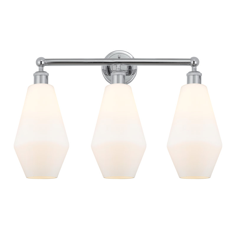 Éclairage pour salle de bain 3 lumières à intensité variable, Blanc mat, Chrome poli
