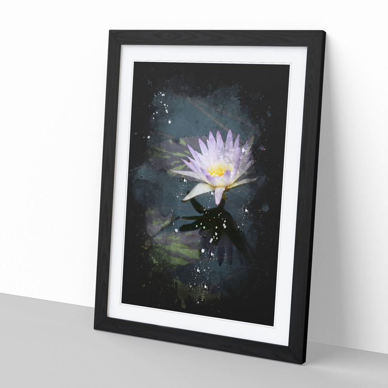 Pretty Water Lily - Single Picture Frame Print on Wood, 90cm H x 65cm W x 2cm D, Black Framed