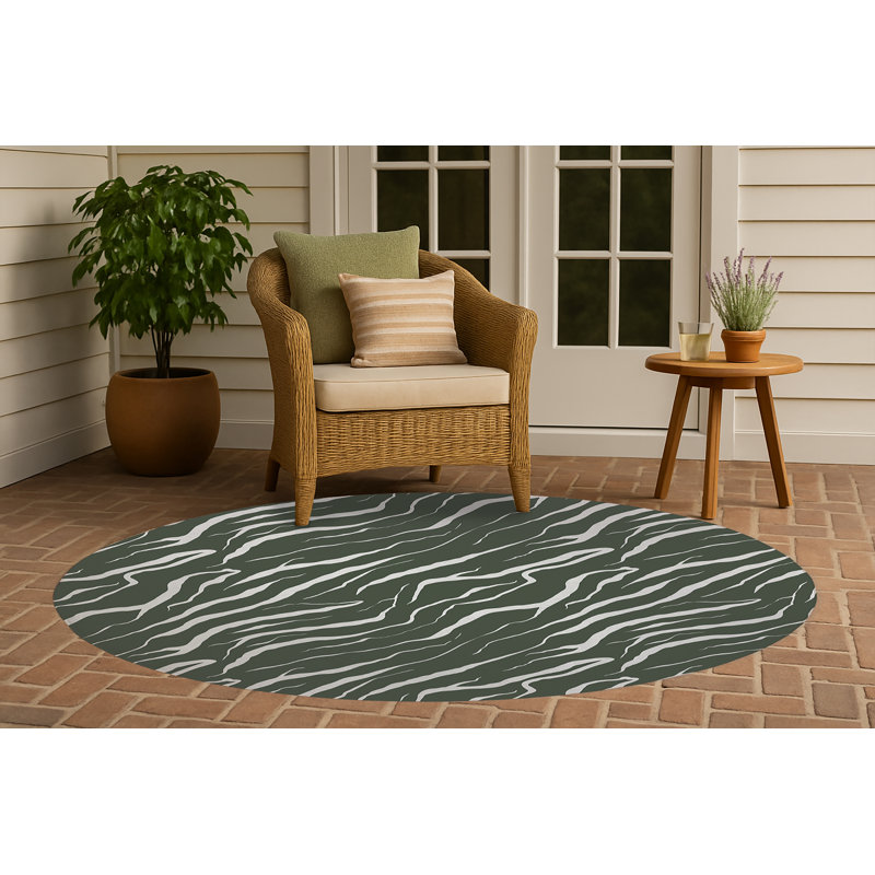 Tapis d'extérieur antidérapant Lush Cracks, Rond 5 pi