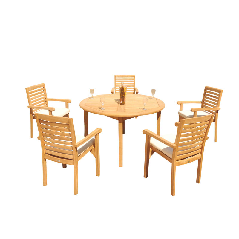 Hari Outdoor Teak Dining Set, 95" x 52" x 31.5", 7