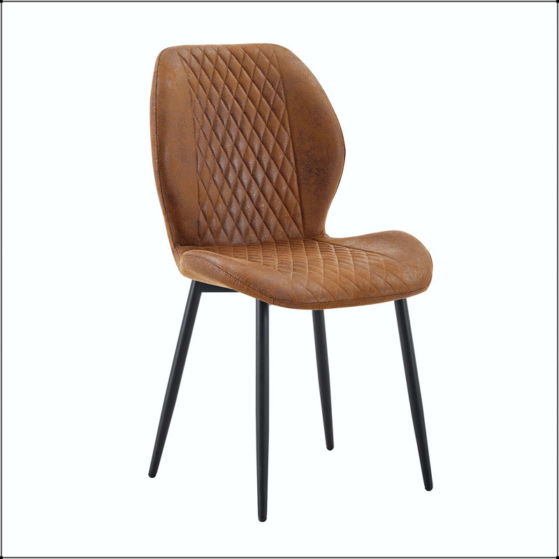 Chaise de salle à manger en tissu brun matelassé Diamond Tech - ensemble de 4