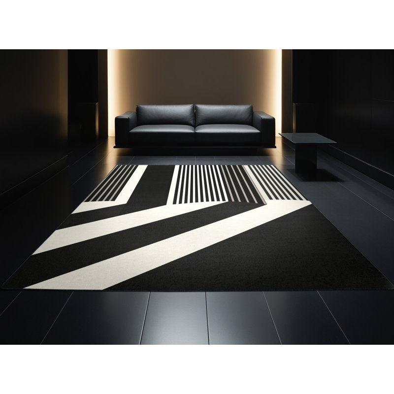 Machine Washable Arverne Classic Striped Rug in Brown – Black Binding, 3x5