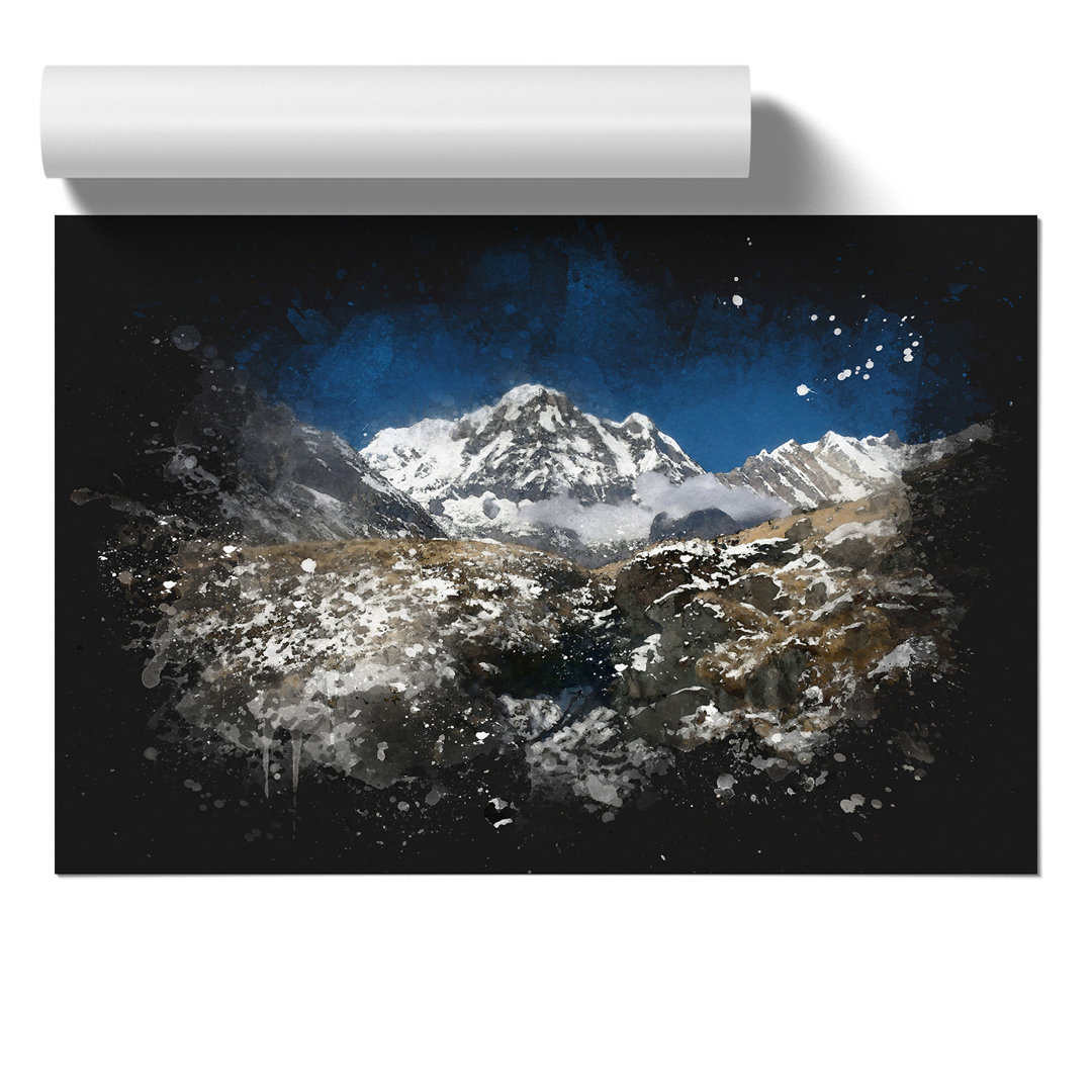 The Annapurna Sanctuary in Nepal Paint Splash - Frameless Print