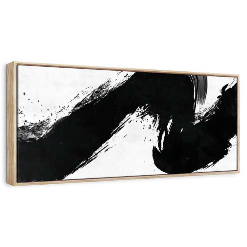 Coup abstrait, Cadre flottant en bois naturel, 37 po x 13 po
