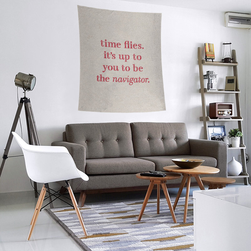 Tapisserie quote-quote time à l’écriture en polyester, H 27,5 po x l 37,5 po, Blanc / Rouge