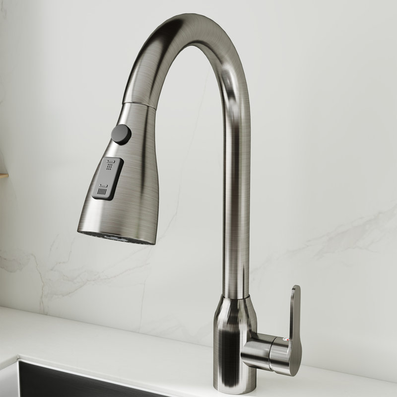 Single Handle Pull Down Kitchen Faucet, Silver
