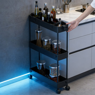 3-Tier Slim Storage Cart Rolling Utility Organizer For Narrow Places