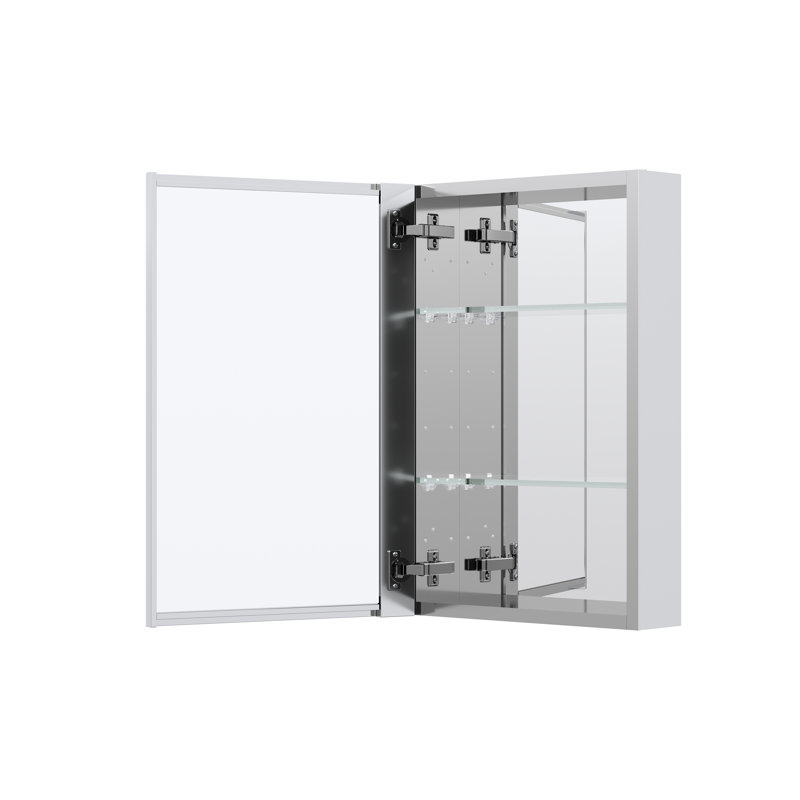 Armoire à pharmacie de salle de bain en aluminium l 16 po x H 24 po avec tablettes réglables et porte battante gauche