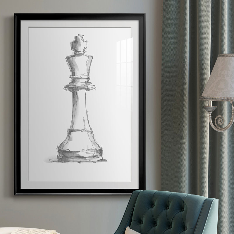 Étude d'échecs II - reproduction de cadre photo, Noir, H 36,5 po x l 26,5 po x P 1 po