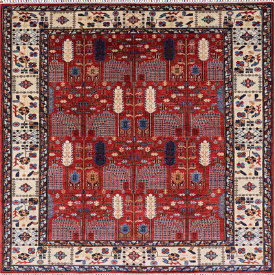 Tapis oriental rouge / ivoire / gris