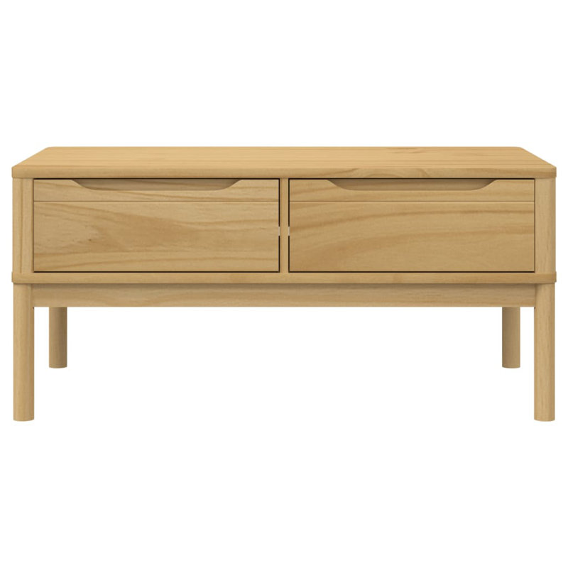 Radostina Solid Wood Frame Single Coffee Table with Storage, Wax Brown