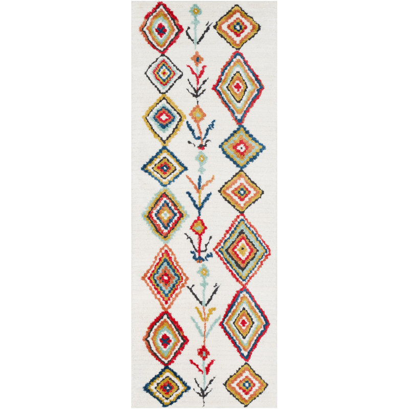Tapis rouge / orange Elissa Southwestern, Tapis de couloir 2 pi 7 po x 7 pi 3 po