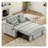 Gray Velvet Foldable Sleeper Sofa Bed with USB Port, 3-in-1 Convertible Recliner Couch with Adjustable Backrest and Side Pockets for Small Space Living Room