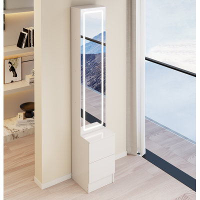 Led Dressing Mirror Cabinet,Cosmetic Organizer Cabinet, Jewelry Cabinet, 3 Colors, Adjustable Brightness, Extra Large Mirror, Multi Layer High Capacity Storage