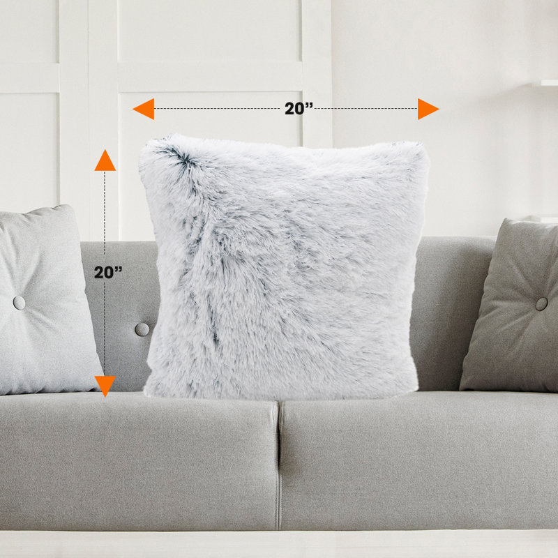 Blue Ombre Faux Fur 20" x 20" Throw Pillow Set