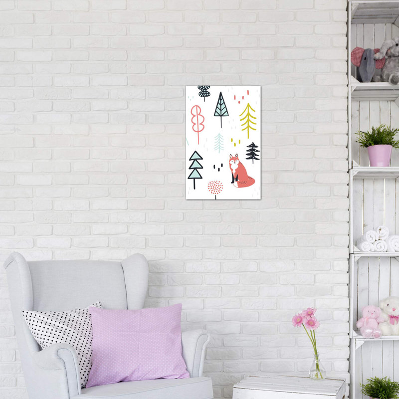 Fox Forest II par Victoria Borges - impression d'art graphique, Toile tendue, Pas de tapis, H 26 po x l 18 po x 1,5 po