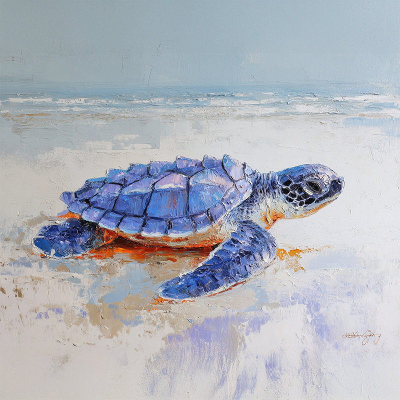 «Baby Sea Turtle», art mural sur toile tendue, H 40 po x l 40 po