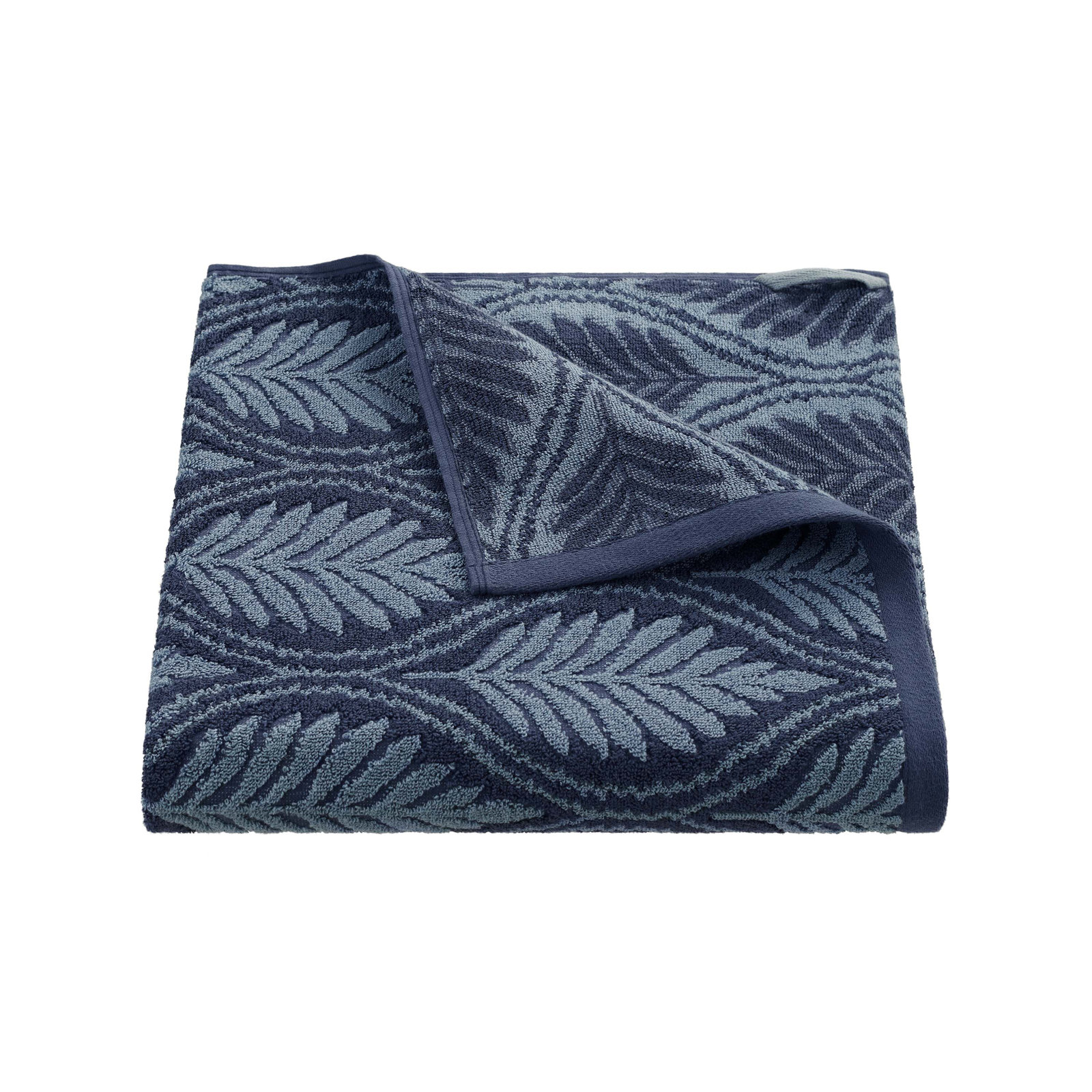 Joss & Main Sculpted Stripe Light Blue Bath Towel, Fern Ogee Navy