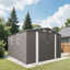 Grande remise de jardin en métal 10 x 12 pi avec une double porte et deux fenêtres imperméables pour la cour arrière, près de la piscine, gris-119306983