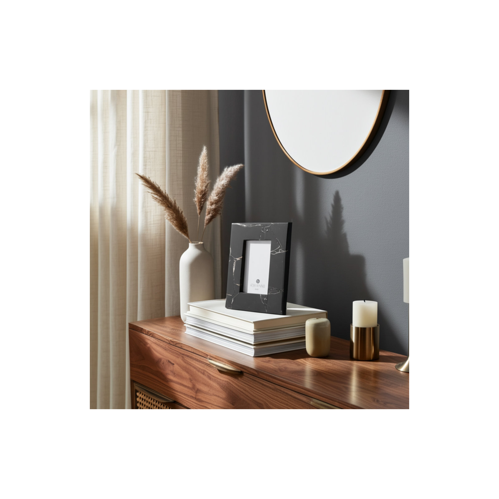 Edina Quartz Photo Frame, 4" x 6", Black
