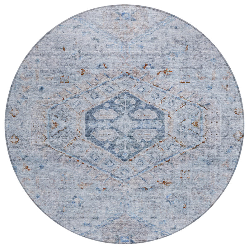 Machine Washable Indoor/Outdoor Chantille ACN2357 Traditional Rug, Round 8'
