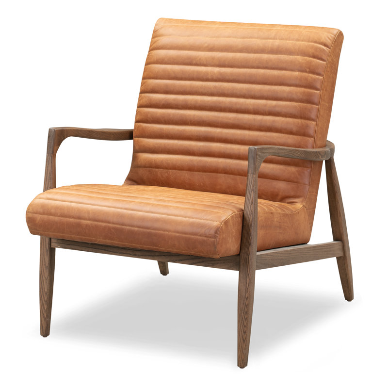 Rowan Full-Grain Genuine Italian Leather Armchair, Cognac Tan Genuine Leather