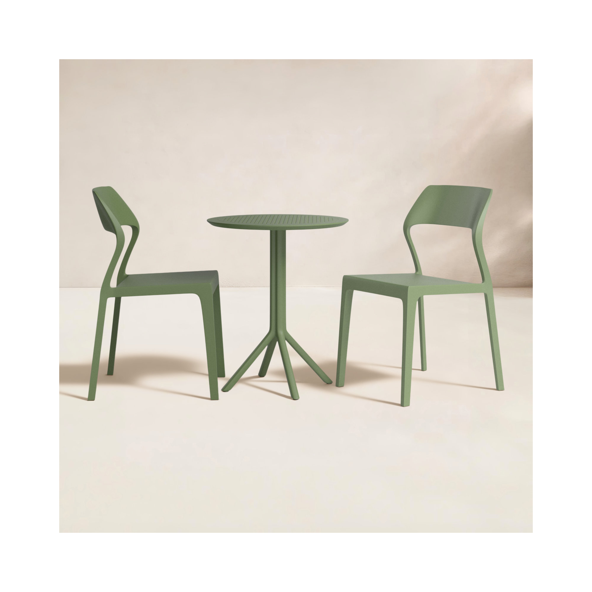 Farrah 24" Round 2 - Person Bistro Set with Armless Stacking Chairs, Olive Green